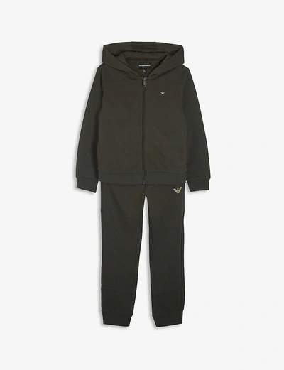 Shop Emporio Armani Logo-print Cotton Hooded Tracksuit 4-16 Years