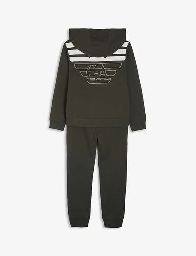 Shop Emporio Armani Logo-print Cotton Hooded Tracksuit 4-16 Years
