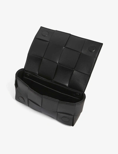 Shop Bottega Veneta Cassette Intrecciato Leather Belt Bag In Black+gold