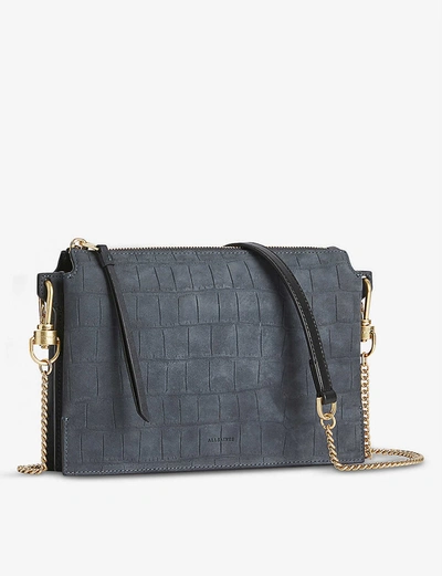 Shop Allsaints Fletcher Croc-effect Suede Cross-body Bag