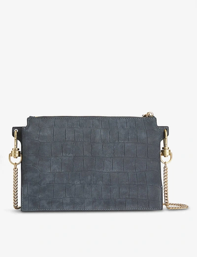 Allsaints Fletcher Croc Embossed Leather Crossbody Bag In Blue ModeSens