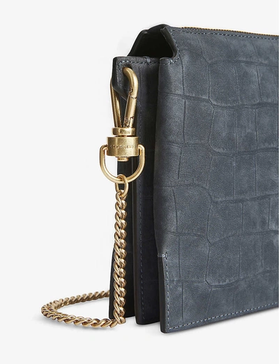 Shop Allsaints Fletcher Croc-effect Suede Cross-body Bag