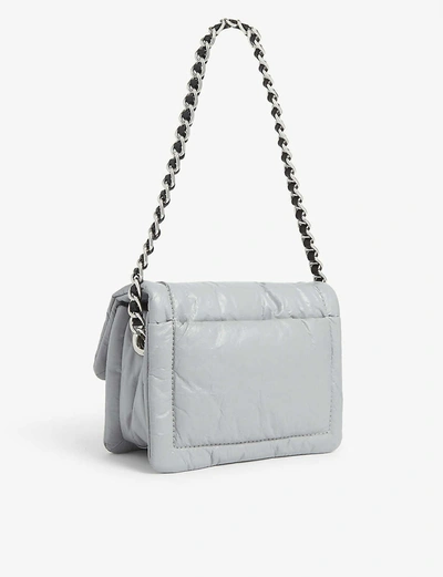 Shop Marc Jacobs Pillow Mini Leather Shoulder Bag In Purple+grey