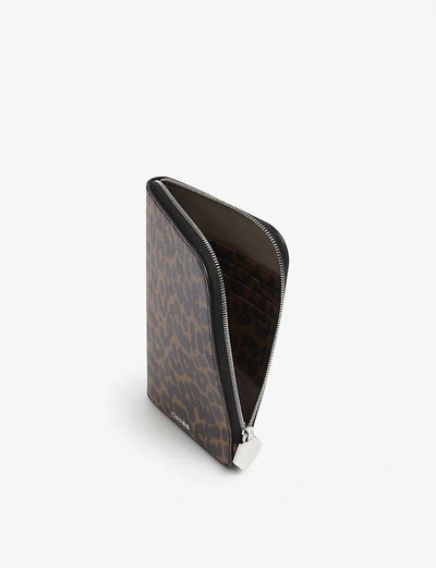 Shop Ganni Leopard-print Leather Phone Holder