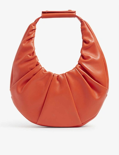 Shop Staud Moon Ruched Leather Shoulder Bag