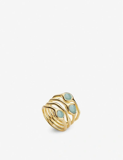 Shop Monica Vinader Womens 18ct Gold Vermeil Siren Cluster 18ct Gold-plated Vermeil And Amazonite Cocktai