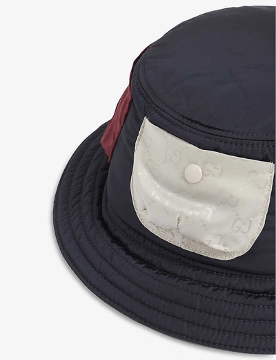 Shop Gucci Kids Shell Bucket Hat In Navy