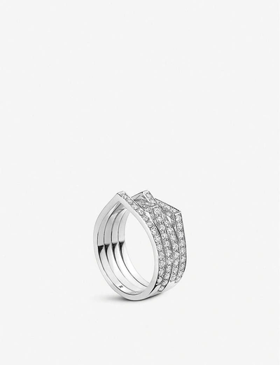 Shop Repossi Women's White Gold 18k Antifer 18ct White-gold And Diamond Stacked Ring