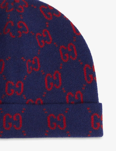Shop Gucci Kids Gg Supreme Logo-intarsia Wool Hat 4-12 Years