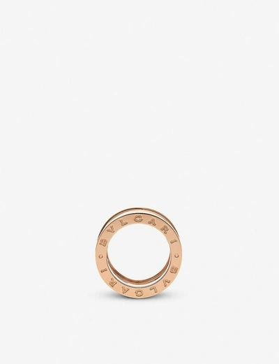 Shop Bvlgari B.zero1 Design Legend Four-band 18ct Rose-gold And White Ceramic Ring