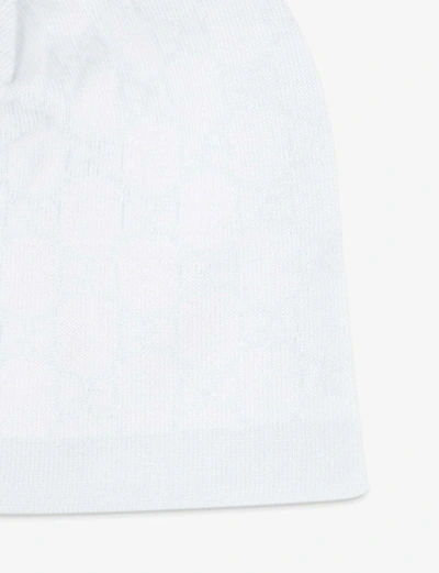 Shop Gucci White/blue Logo-print Wool Beanie 2-8 Years M