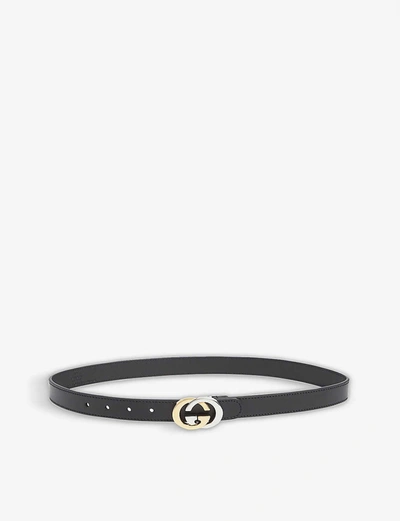 Shop Gucci Kids Gg Leather Belt 2-8 Years In Black