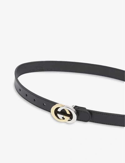 Shop Gucci Kids Gg Leather Belt 2-8 Years In Black