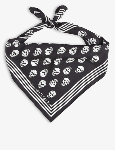 Shop Alexander Mcqueen Skull-print Silk Mini Scarf