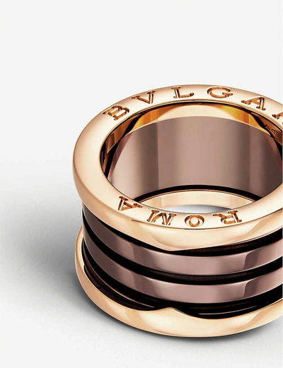 BVLGARI BVLGARI WOMENS B.ZERO1 ROMA FOUR-BAND 18KT PINK-GOLD AND BRONZE CERAMIC RING 50655687