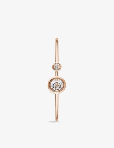 Shop Chopard Women's White/rose Gold Happy Spirit 18-carat Rose And White-gold And Diamond Bangle