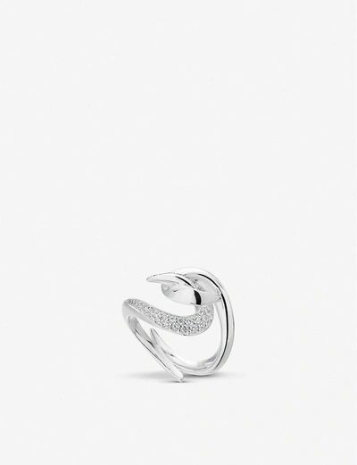 Shop Shaun Leane Womens Silver Hook Sterling Silver And Diamond Ring In Silver (silver)