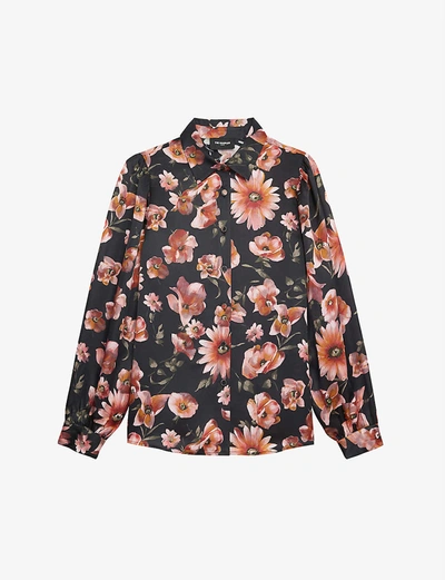 Shop The Kooples Floral-print Satin Shirt