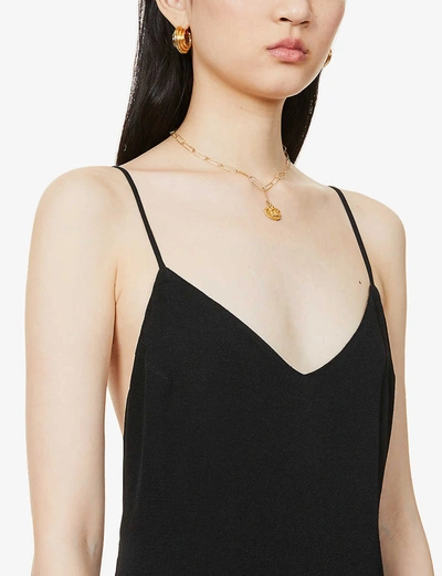 Shop Reformation Chianti V-neck Crepe Midi Dress In Black