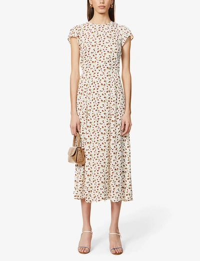 Shop Reformation Gavin Floral-print Woven Midi Dress In Marion