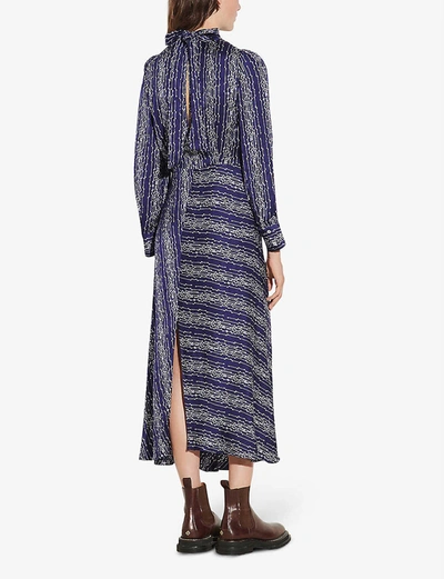 Shop Sandro Angie Graphic-print Woven Maxi Dress In Royal Blue