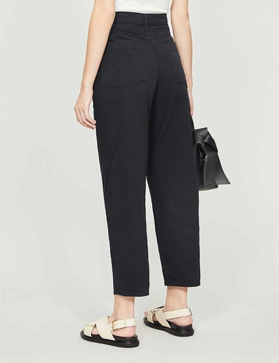 Shop Whistles Cargo Panel Detail Cotton-twill Trousers In Black