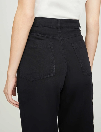 Shop Whistles Cargo Panel Detail Cotton-twill Trousers In Black