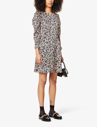 Shop Claudie Pierlot Reyna Leopard-print Satin-crepe Mini Dress
