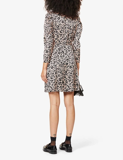 Shop Claudie Pierlot Reyna Leopard-print Satin-crepe Mini Dress