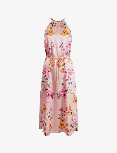Shop Ted Baker Rhubarb Floral-print Halterneck Midi Dress