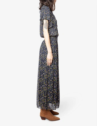 Shop Zadig & Voltaire Rainy Lace-up Front Crepe Dress In Encre