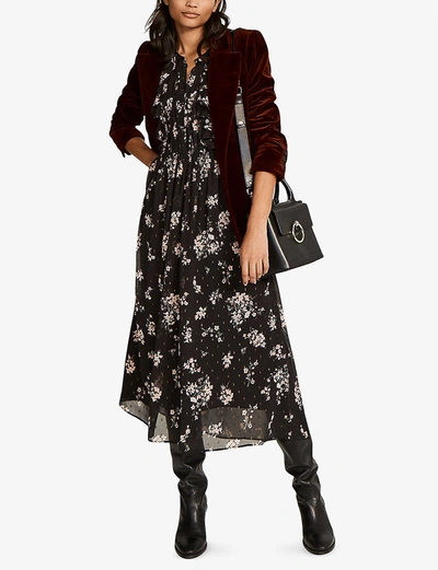 Shop Claudie Pierlot Rikki Floral-print Crepe Midi Dress