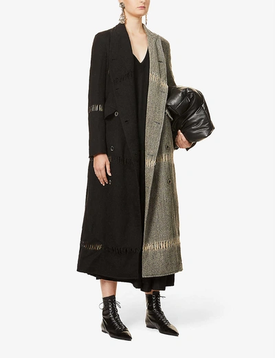 Shop Uma Wang Cleo Double-breasted Wool Coat In Black/tan