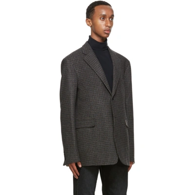 Shop Raf Simons Brown And Black Wool Straight Fit Blazer In 09966 Blkbr