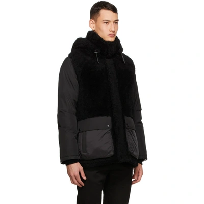 Shop Yves Salomon - Army Reversible Black Down And Wool Coat In C99 Noir