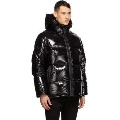Shop Yves Salomon - Army Reversible Black Down And Wool Coat In C99 Noir