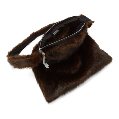 Shop Raf Simons Brown Faux-fur Tote Bag In 00066 Drkbr
