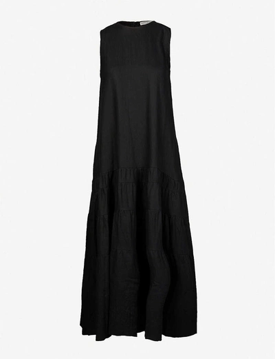 Shop Three Graces London Abigail Linen Maxi Dress In Black