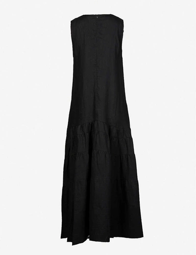 Shop Three Graces London Abigail Linen Maxi Dress In Black