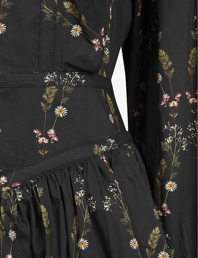 Shop Allsaints Aislyn Varanasi Floral-print Cotton Dress In Black