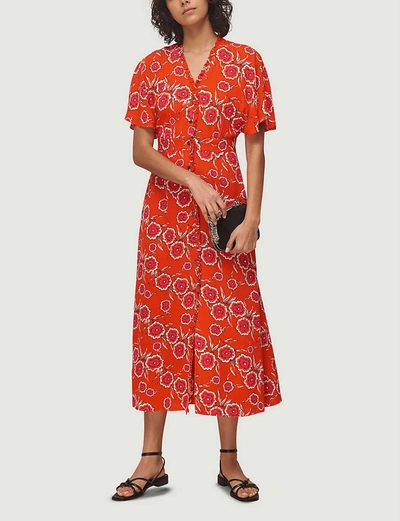 Shop Whistles Womens Multi-coloured Ella Floral-print Crepe Midi Dress 6