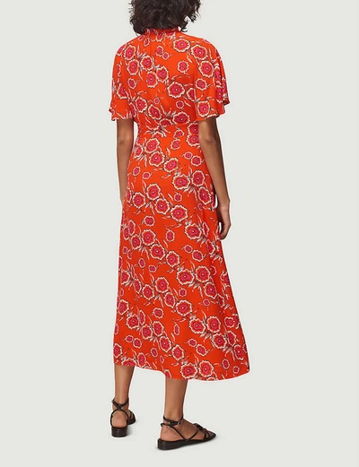Shop Whistles Womens Multi-coloured Ella Floral-print Crepe Midi Dress 6