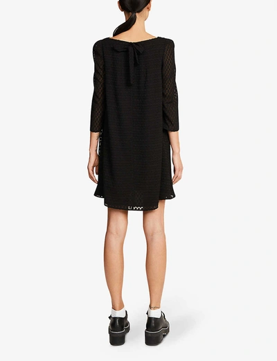 Shop Claudie Pierlot Womens Black Flared Polka-dot Chiffon Mini Dress 10
