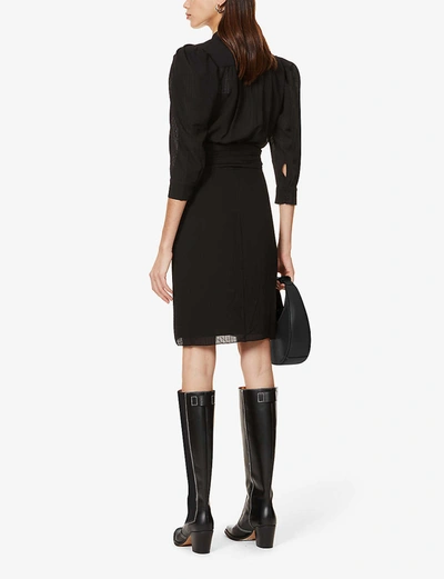 Shop Ba&sh Isee Asymmetric Stretch-crepe Mini Dress In Noir