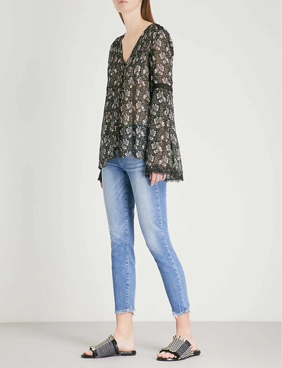 Paige Hoxton Frayed-hem Ultra-skinny High-rise Jeans In Blue