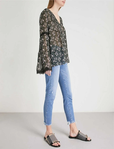 Paige Hoxton Frayed-hem Ultra-skinny High-rise Jeans In Blue