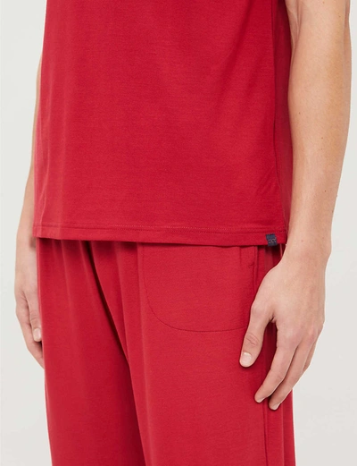 Shop Derek Rose Basel Crewneck Stretch-modal T-shirt In Red