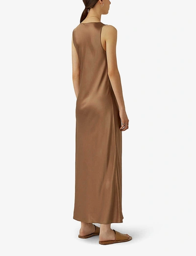 Shop Joseph Daris Silk Maxi Dress In Taupe