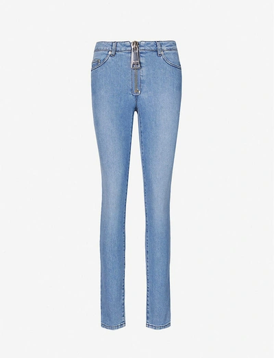 Shop Moschino Skinny High-rise Jeans In Blue
