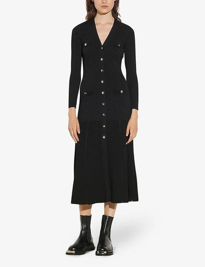 Shop Sandro Jannel Button-up Knitted Dress